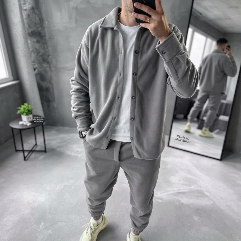 ⏰🔥 ¡OFERTA 50% OFF! 🧥✨ Conjunto de descanso de camisa y pantalón cómodo y cálido para hombre