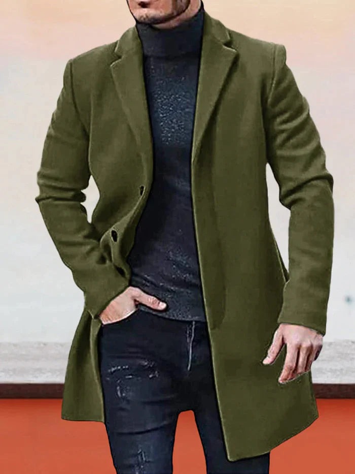 🧥🔥¡50% DCTO + ENVÍO GRATIS! Chaqueta para Hombre de Color Liso con Hebilla de Una Hilera – Estilo Elegante y Moderno ✨