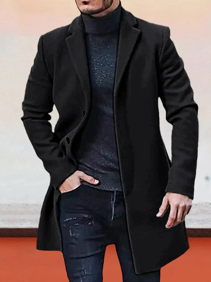🧥🔥¡50% DCTO + ENVÍO GRATIS! Chaqueta para Hombre de Color Liso con Hebilla de Una Hilera – Estilo Elegante y Moderno ✨