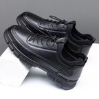 Zapatos de Cuero para Hombre con Suela Gruesa Antiderrapante – Negro