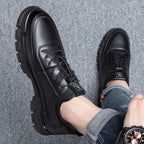 Zapatos de Cuero para Hombre con Suela Gruesa Antiderrapante – Negro