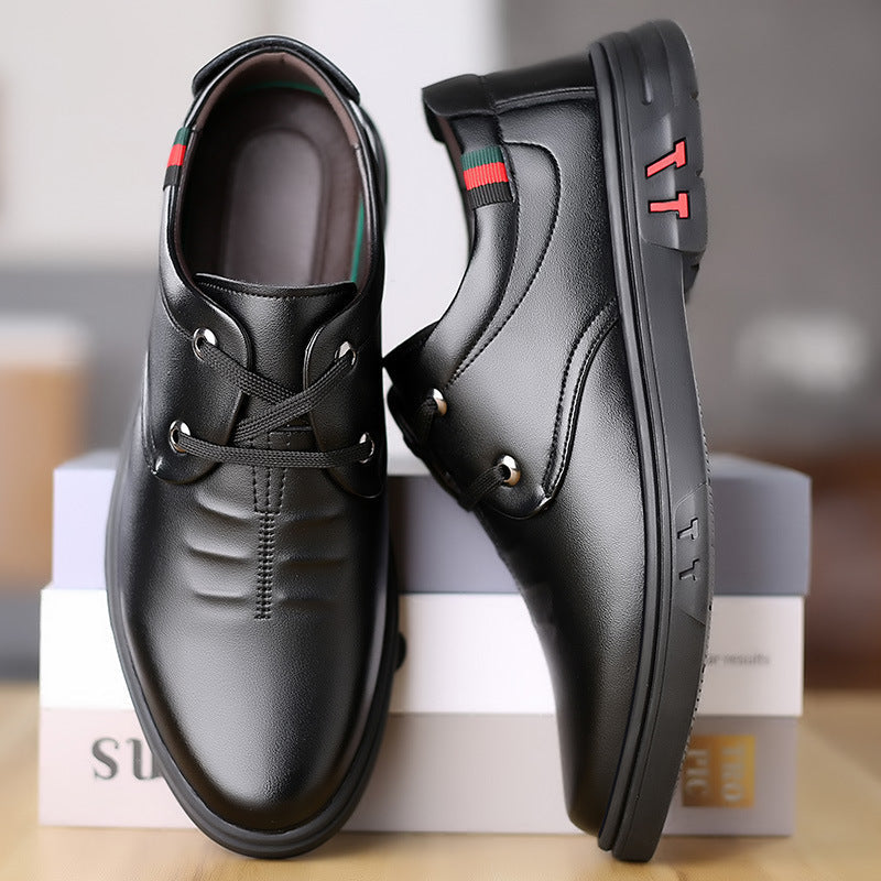 🐂Cuero🐂Zapatos casuales de cuero de caña baja para hombre