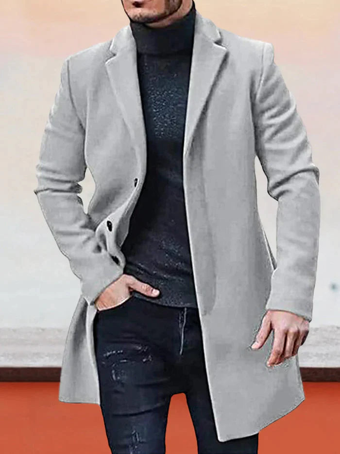 🧥🔥¡50% DCTO + ENVÍO GRATIS! Chaqueta para Hombre de Color Liso con Hebilla de Una Hilera – Estilo Elegante y Moderno ✨