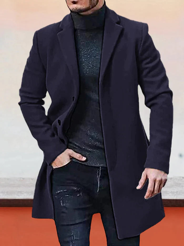 🧥🔥¡50% DCTO + ENVÍO GRATIS! Chaqueta para Hombre de Color Liso con Hebilla de Una Hilera – Estilo Elegante y Moderno ✨