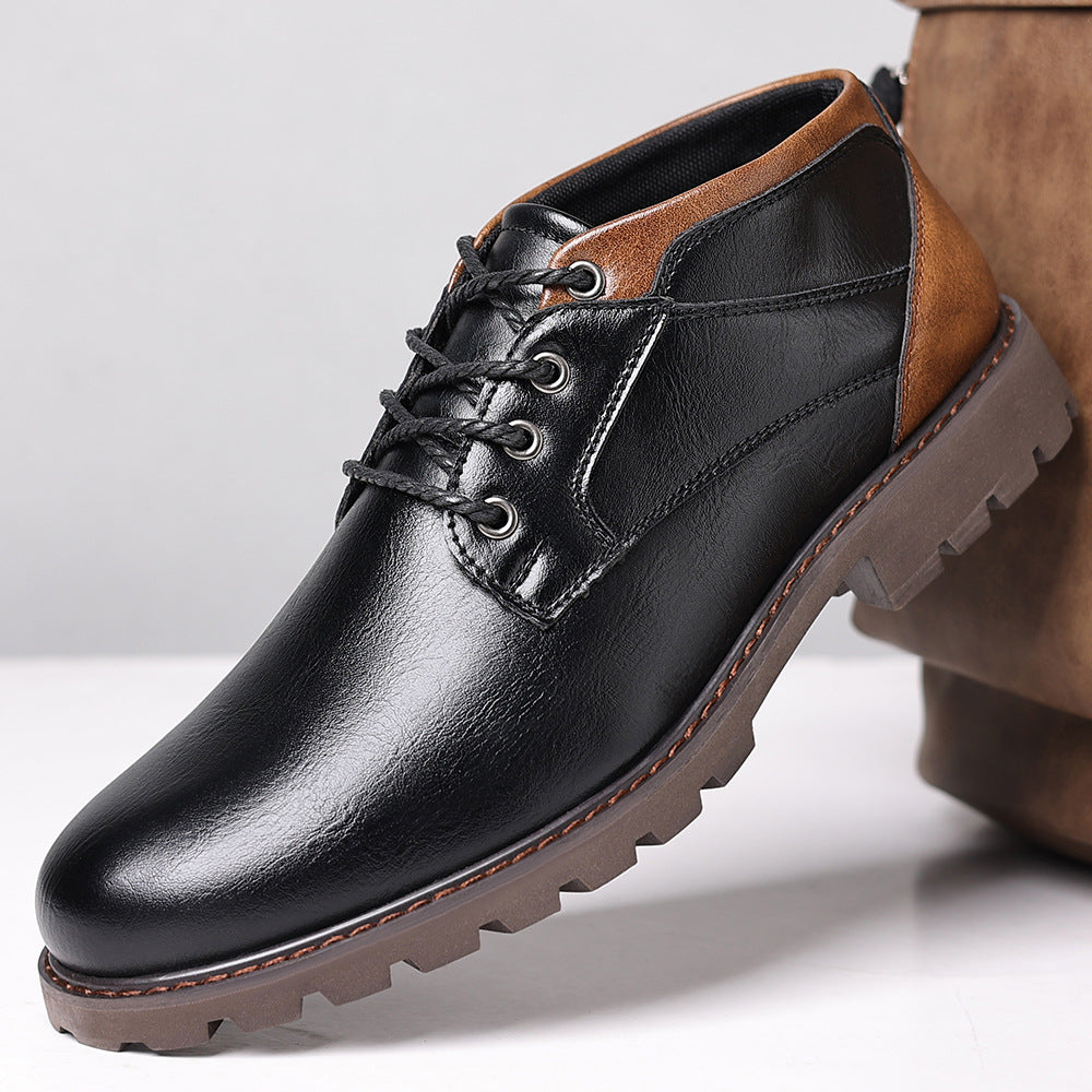 Cuero Botas Martin de cuero genuino de corte medio para hombre