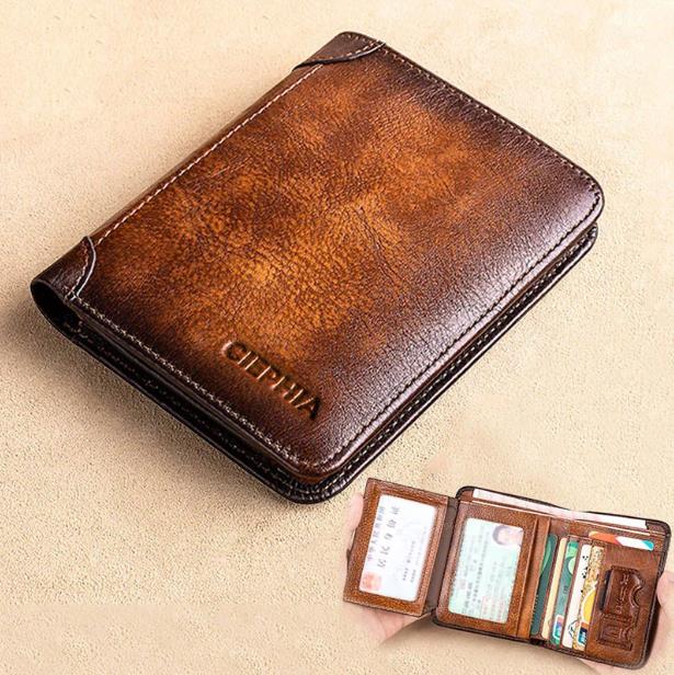 🔥 Novedad 2026 🔥 Cartera minimalista de cuero para hombre con protección RFID – Ultraplana, cuero genuino de primera calidad, diseño compacto para uso diario.