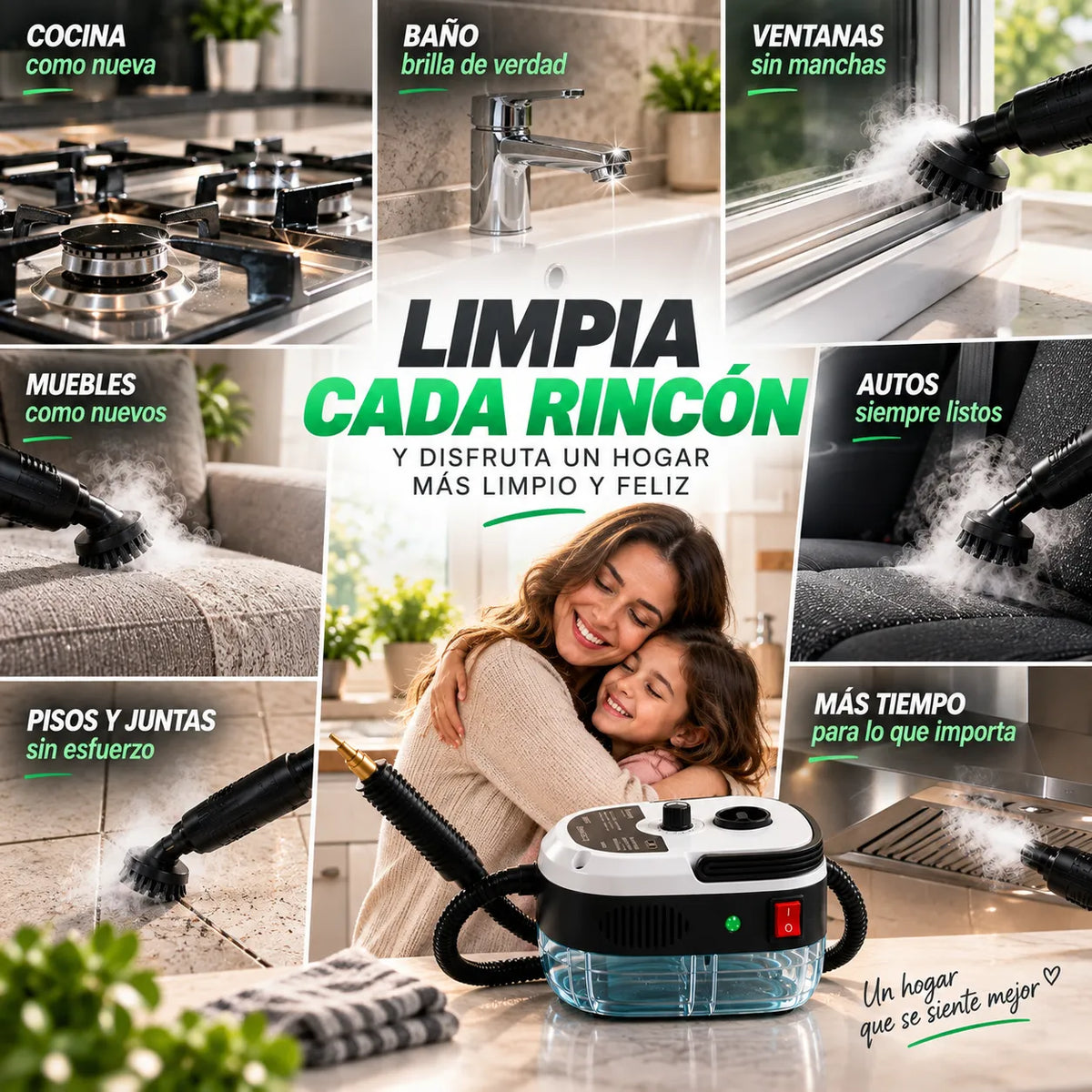 Limpiador a Vapor Portátil 2500W para Casa y Auto