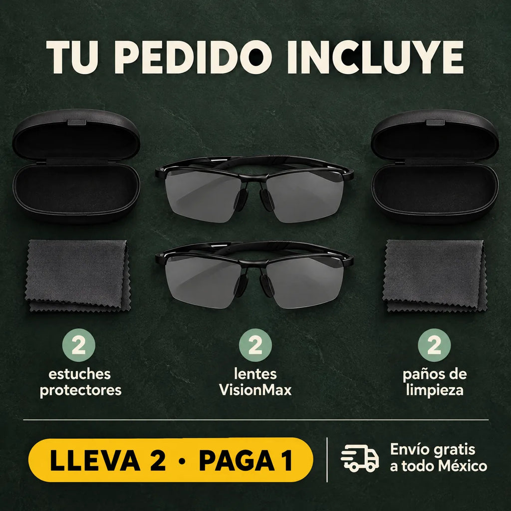 Kit VisionMax: 2 lentes, 2 estuches y 2 paños de limpieza