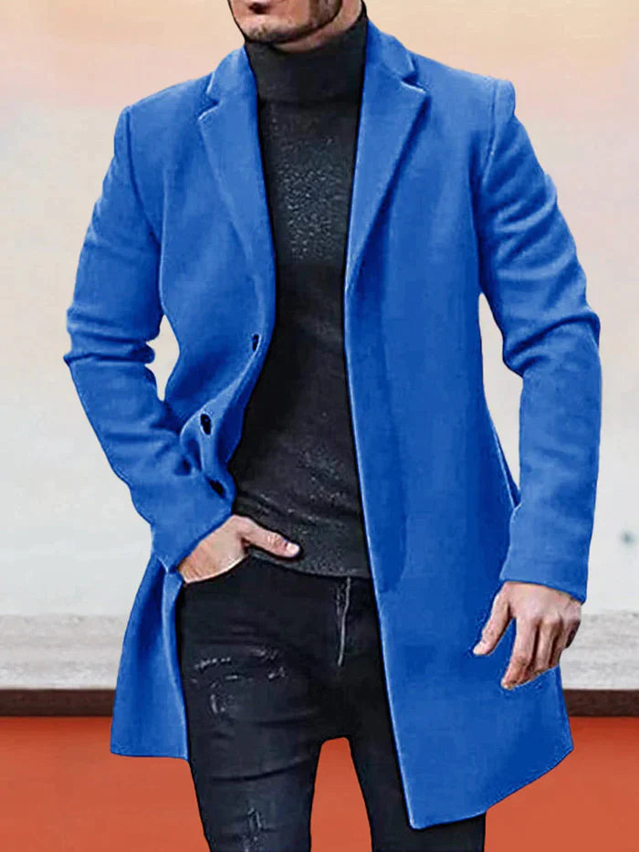 🧥🔥¡50% DCTO + ENVÍO GRATIS! Chaqueta para Hombre de Color Liso con Hebilla de Una Hilera – Estilo Elegante y Moderno ✨