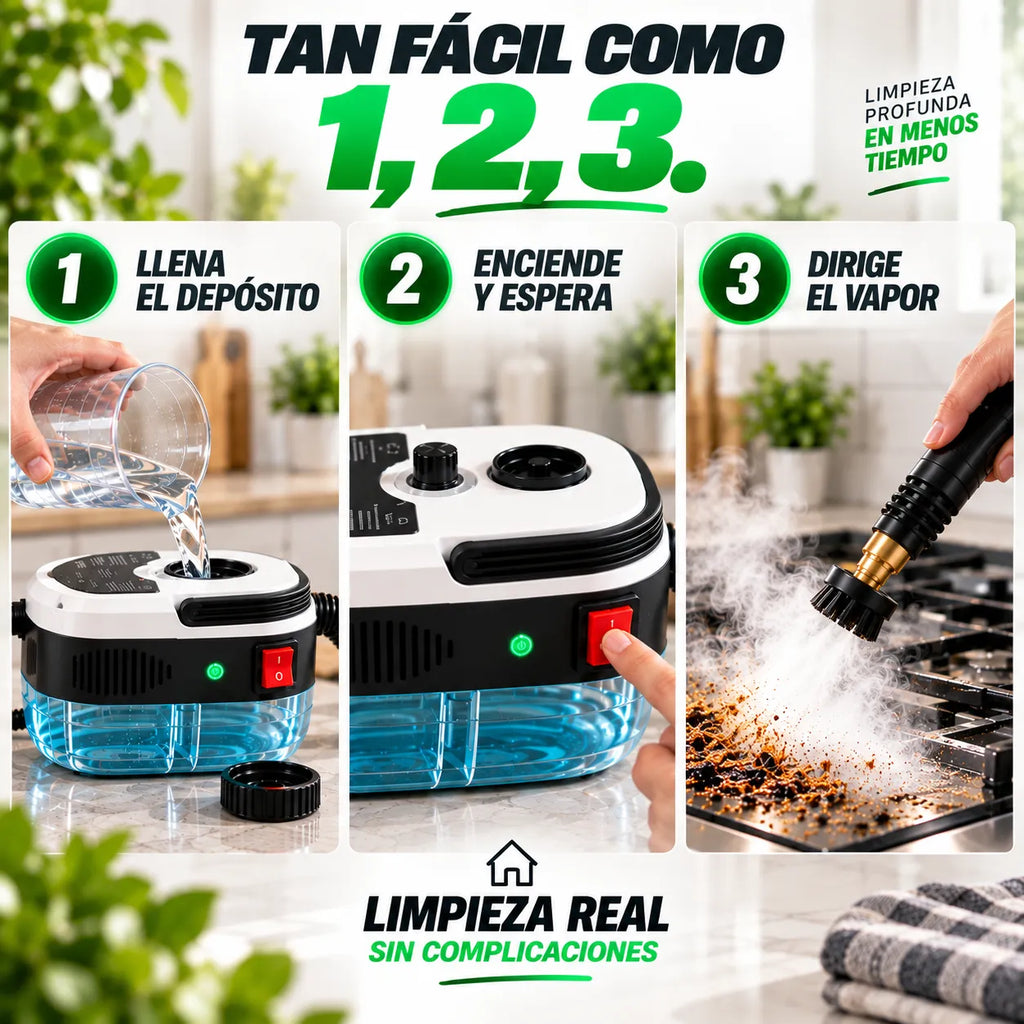 Limpiador a Vapor Portátil 2500W para Casa y Auto
