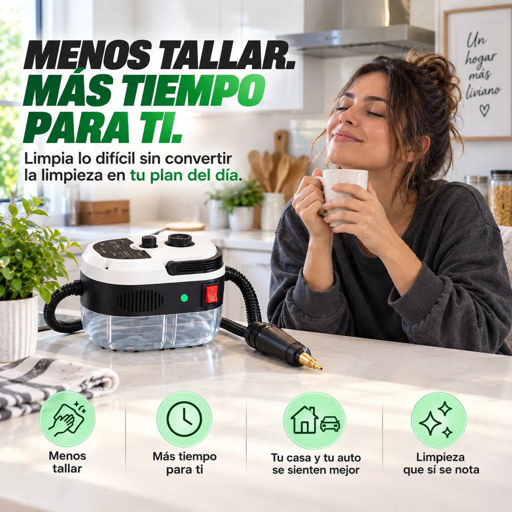 Limpiador a Vapor Portátil 2500W para Casa y Auto
