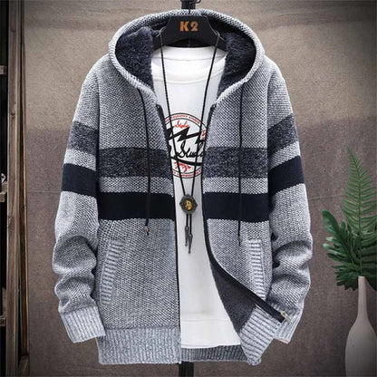 Chaqueta cálida de polar a rayas para hombre