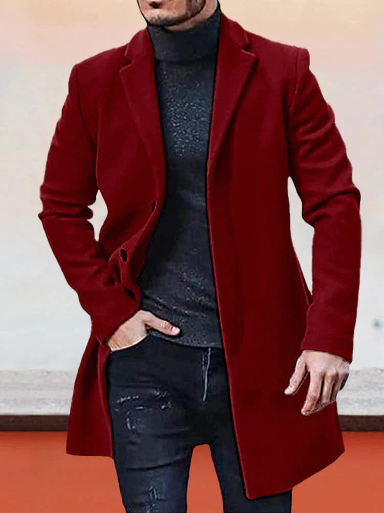 🧥🔥¡50% DCTO + ENVÍO GRATIS! Chaqueta para Hombre de Color Liso con Hebilla de Una Hilera – Estilo Elegante y Moderno ✨
