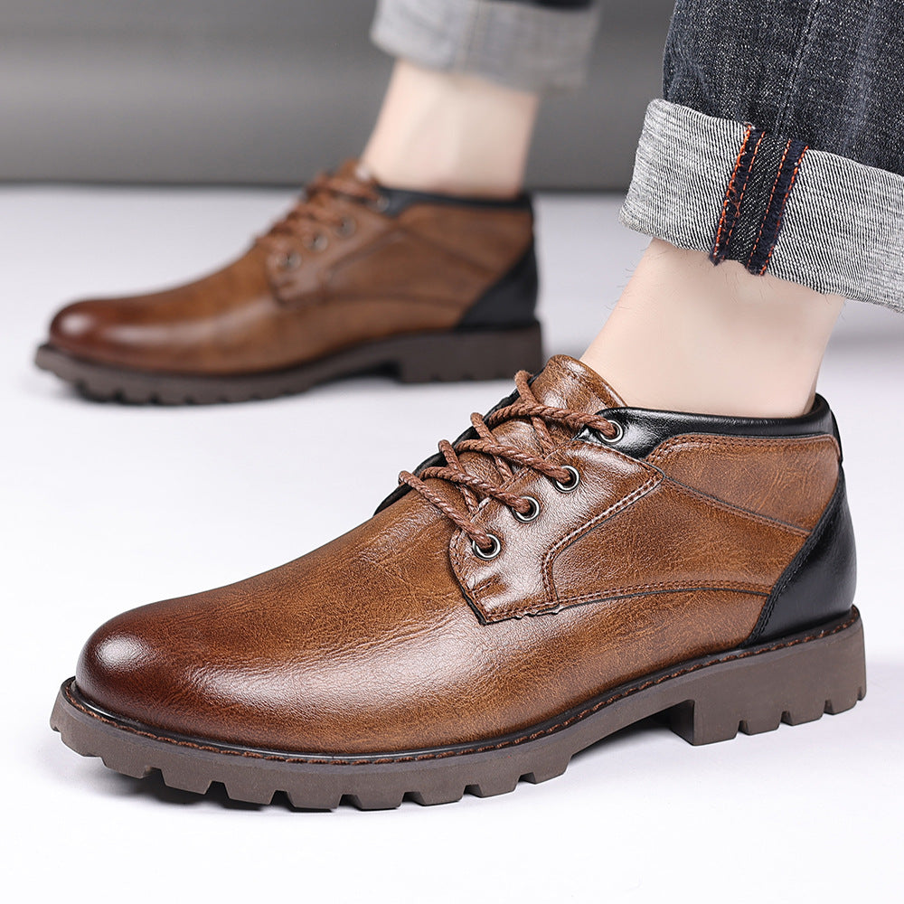 Cuero Botas Martin de cuero genuino de corte medio para hombre