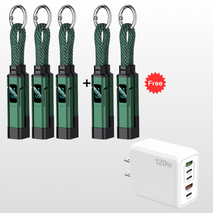 🔥OFERTA ESPECIAL 50% DE DESCUENTO🔥🔌 Cable de carga 4 en 1 con pantalla digital y llavero: carga rápida, resistente a las torceduras y compacto.