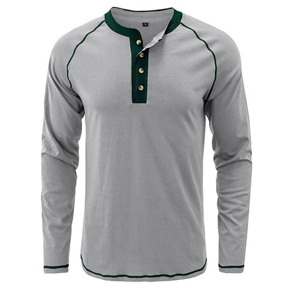 Camiseta de algodón suave con cuello de henley