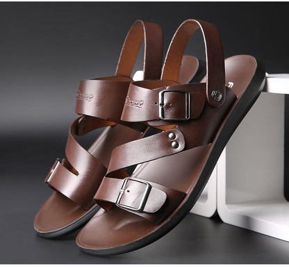 🔥 Gran oferta 🔥 Nuevas sandalias de playa de cuero para hombre
