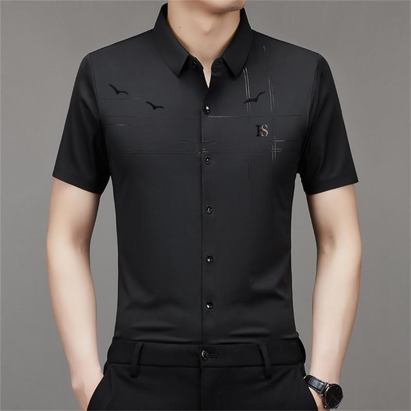 Camisa de manga corta de seda helada para hombre