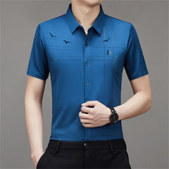 Camisa de manga corta de seda helada para hombre