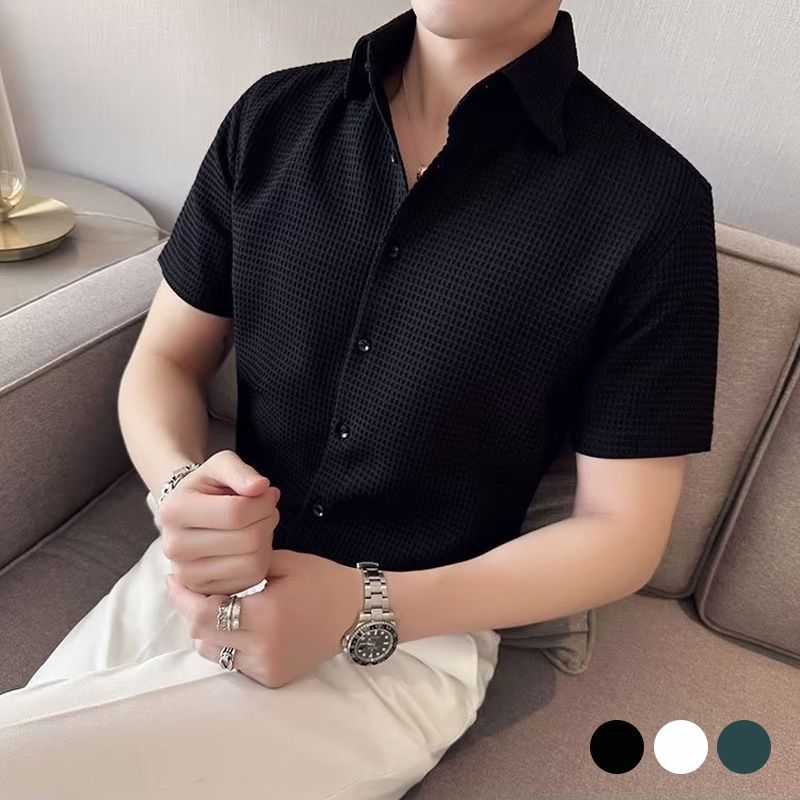 Camisa Waffle para hombre de alta calidad 2023【49% de descuento】