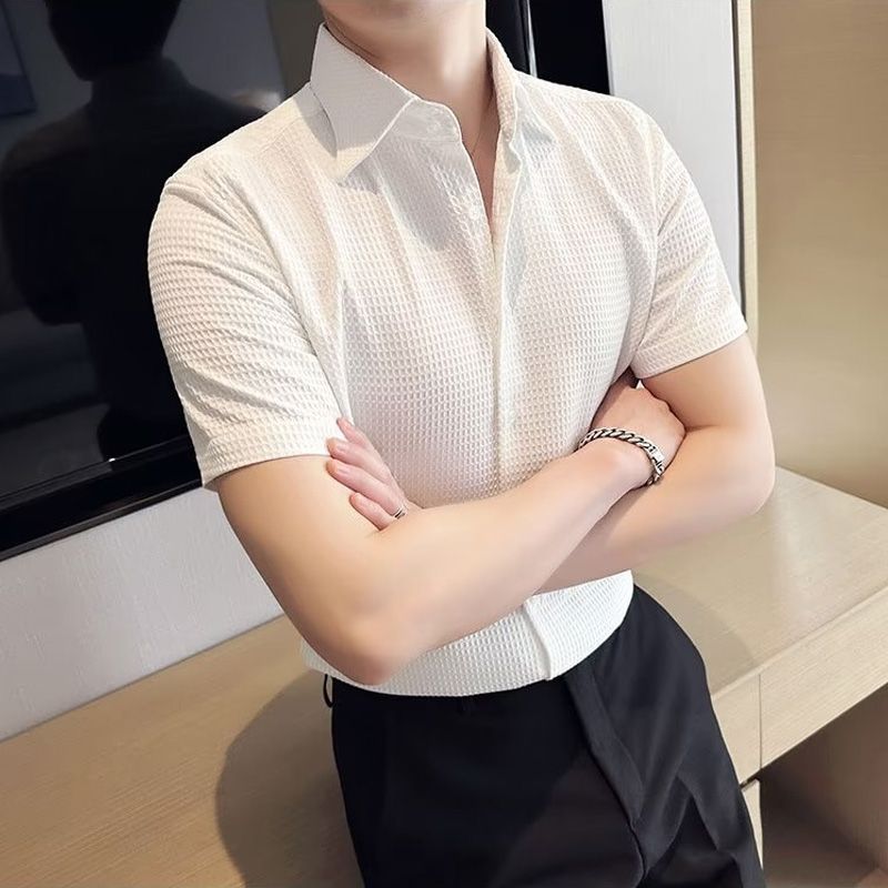 Camisa Waffle para hombre de alta calidad 2023【49% de descuento】