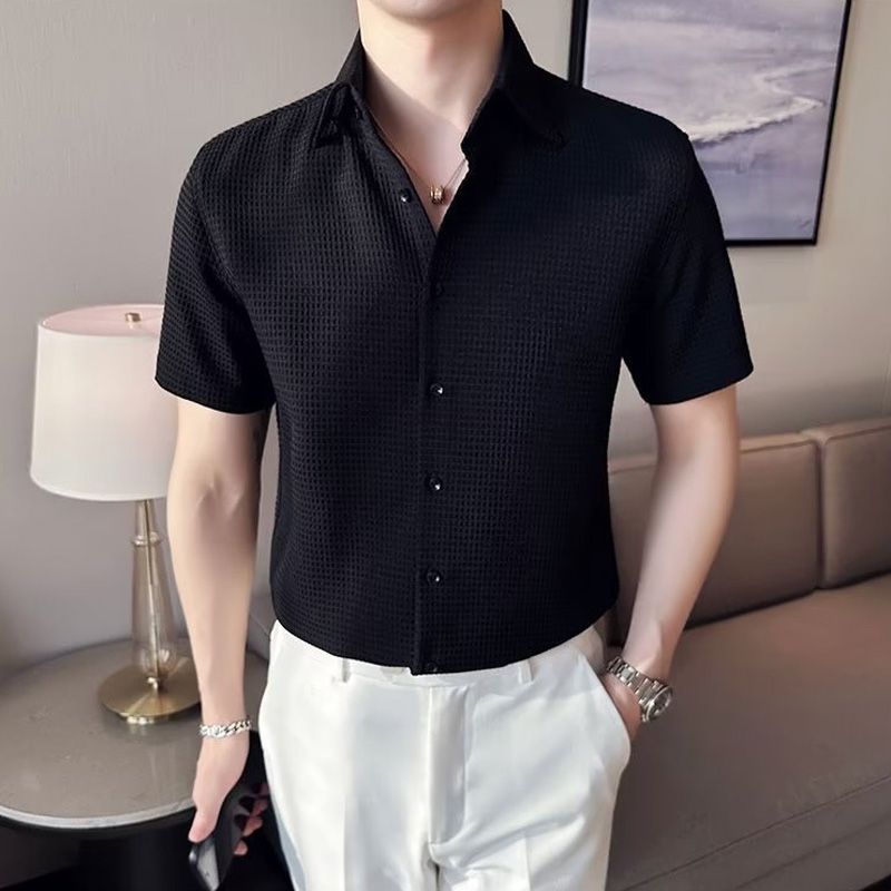 Camisa Waffle para hombre de alta calidad 2023【49% de descuento】