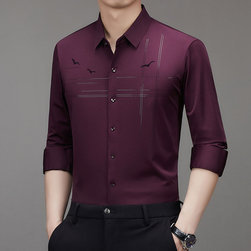 Camisa de manga larga elástica sin costuras para hombre