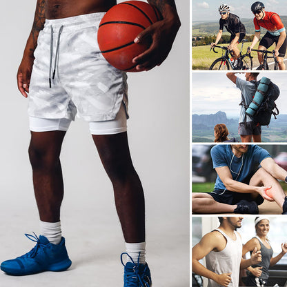 🔥Pantalones cortos deportivos de doble capa con múltiples bolsillos para hombres profesionales