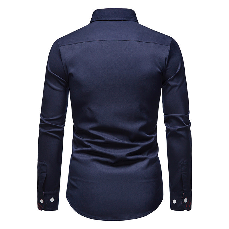 Camisa de manga larga con botones y estampado floral de corte ajustado para hombre