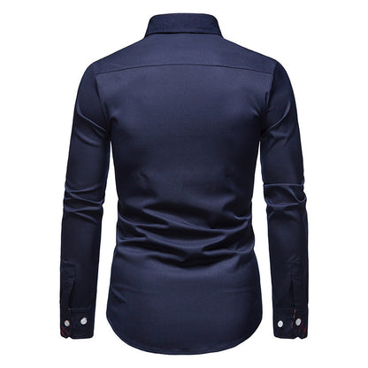Camisa de manga larga con botones y estampado floral de corte ajustado para hombre