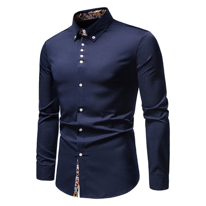 Camisa de manga larga con botones y estampado floral de corte ajustado para hombre