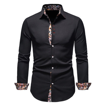 Camisa de manga larga con botones y estampado floral de corte ajustado para hombre