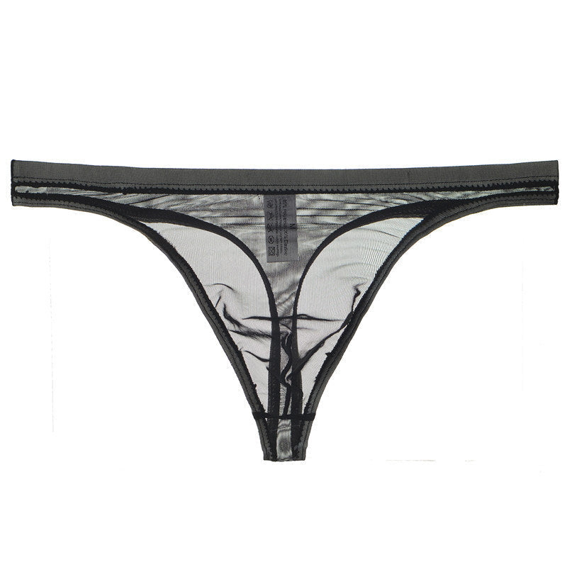 Tanga de bikini fina de malla de seda sexy para hombre