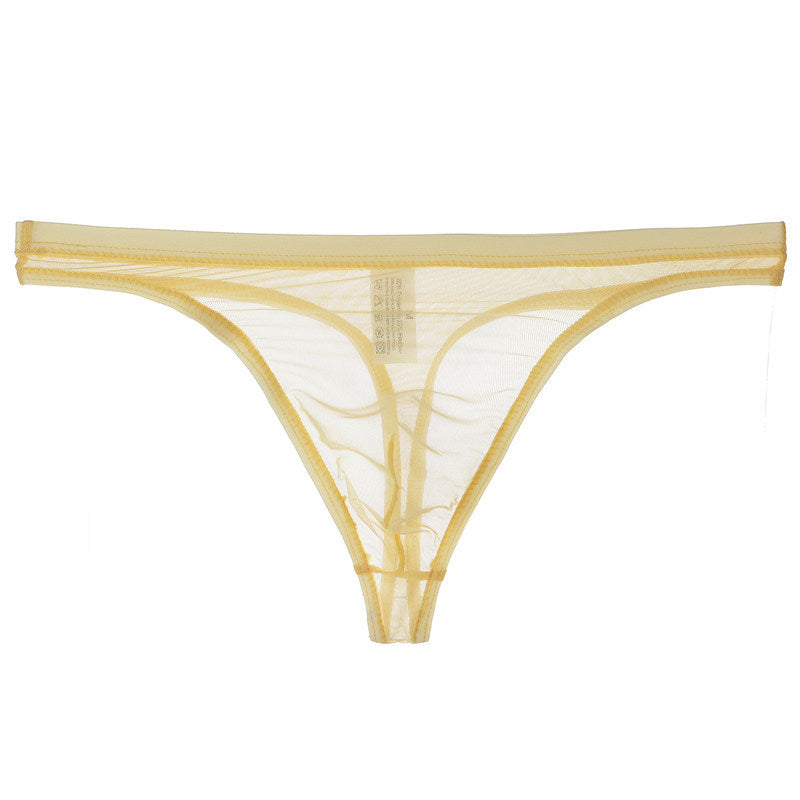 Tanga de bikini fina de malla de seda sexy para hombre