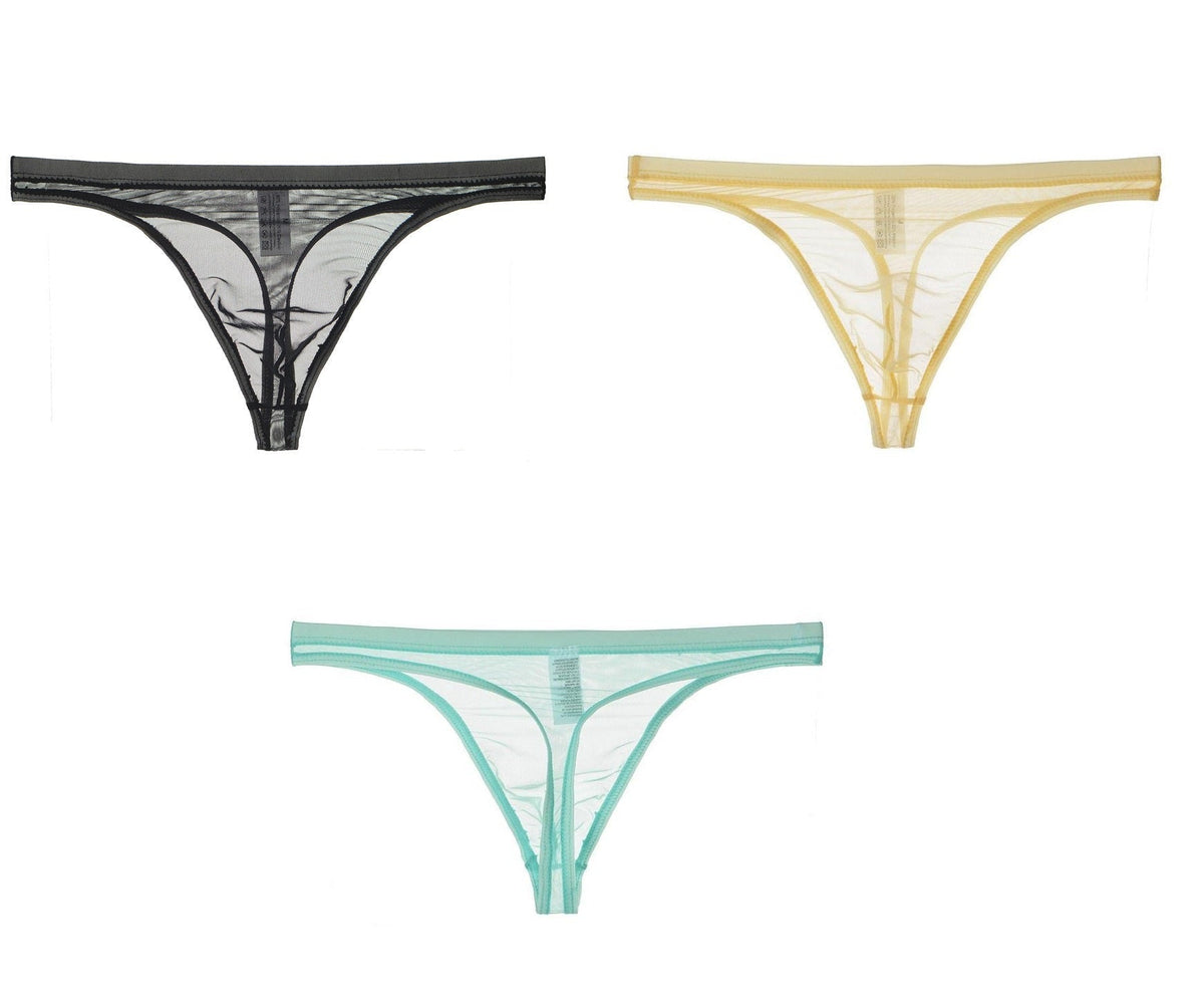 Tanga de bikini fina de malla de seda sexy para hombre