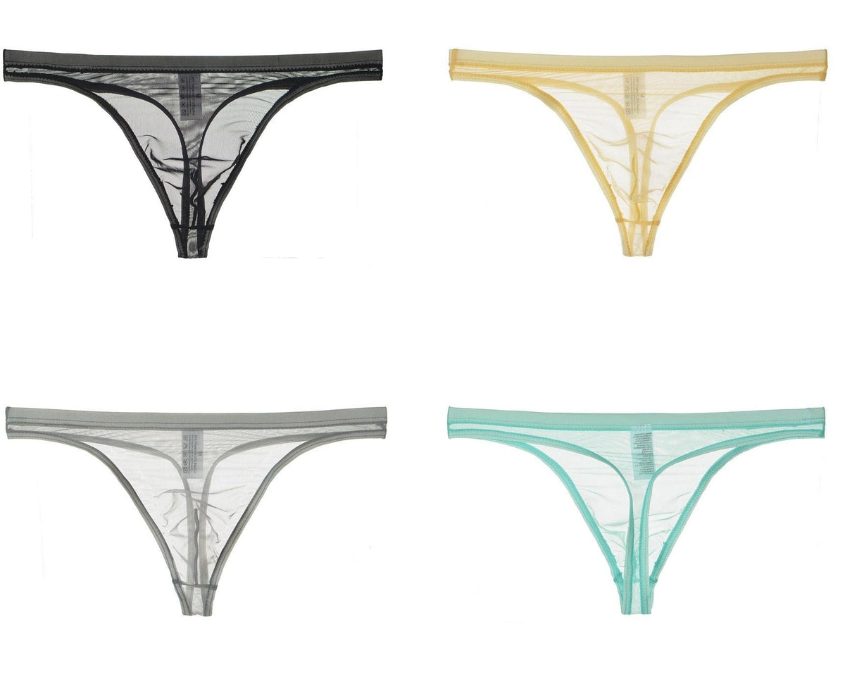 Tanga de bikini fina de malla de seda sexy para hombre