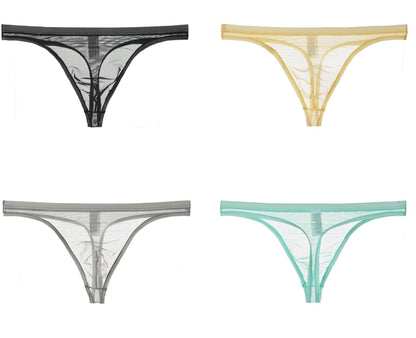 Tanga de bikini fina de malla de seda sexy para hombre