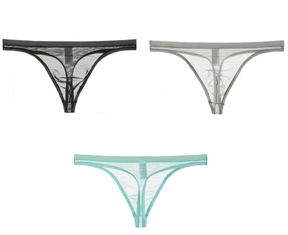 Tanga de bikini fina de malla de seda sexy para hombre