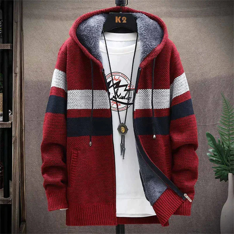 Chaqueta cálida de polar a rayas para hombre