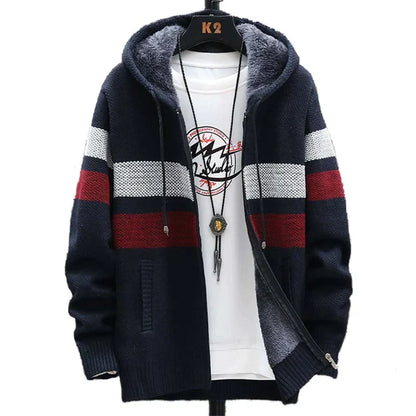 Chaqueta cálida de polar a rayas para hombre