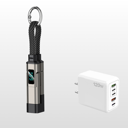 🔥OFERTA ESPECIAL 50% DE DESCUENTO🔥🔌 Cable de carga 4 en 1 con pantalla digital y llavero: carga rápida, resistente a las torceduras y compacto.
