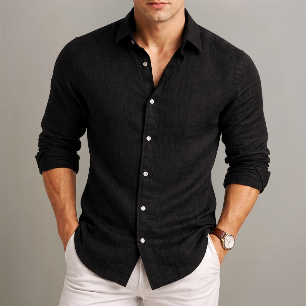 Camisa de Lino y Algodón para Hombre, Fresca y Ligera