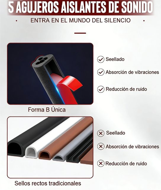 🚗✨ Tira de Sellado Automotriz de 5 Orificios – A Prueba de Polvo y Absorción de Impactos para una Protección Óptima 🛡️💥