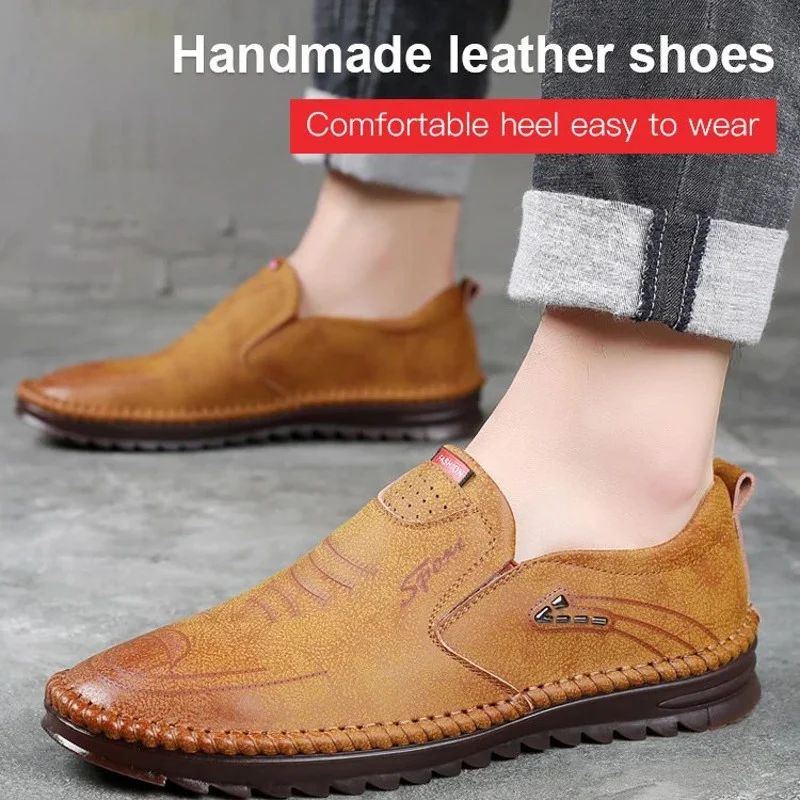 zapatos casuales de cuero transpirables para hombres
