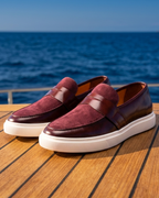 Mocasines de Ante y Piel para Hombre con Suela Crema – Burdeos o Negro