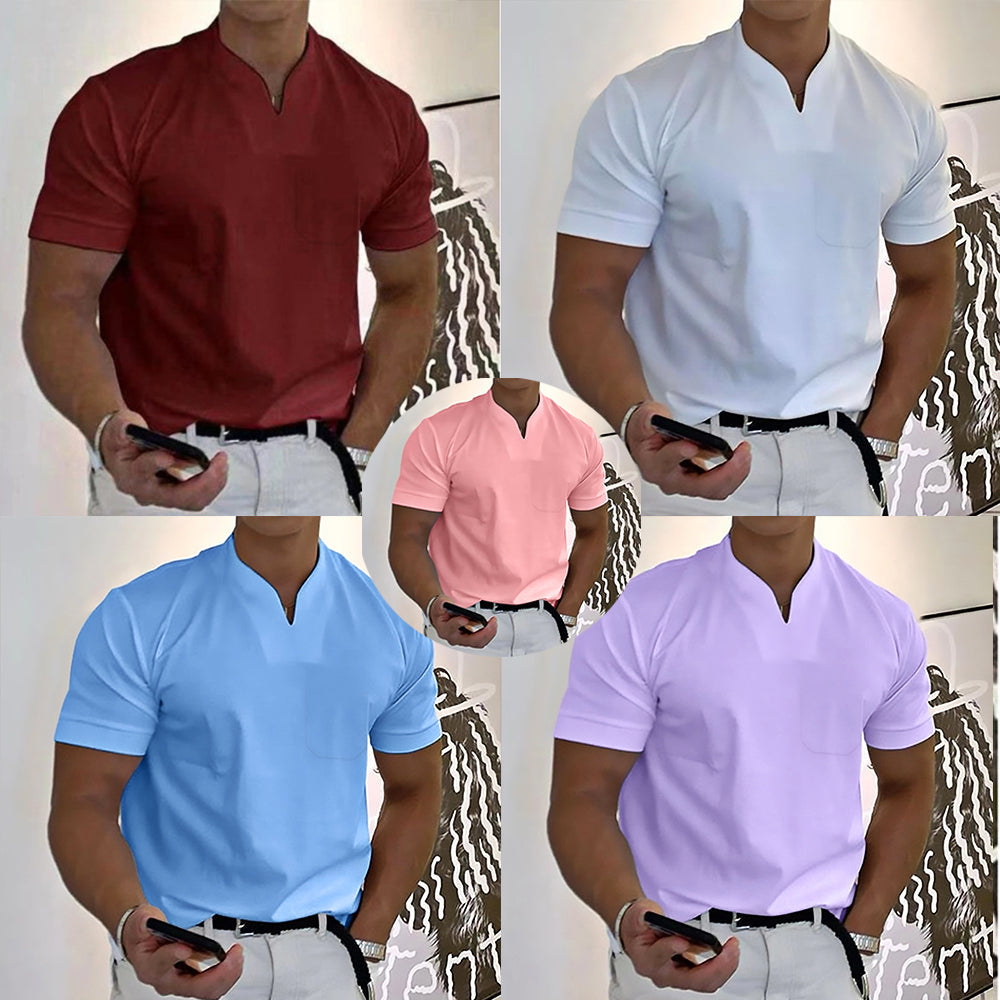 2026 hombre moda holgada cuello V manga corta verano