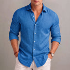 Camisa de Lino y Algodón para Hombre, Fresca y Ligera