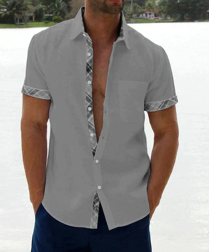 Camisa informal con botones y cuello a cuadros para hombre