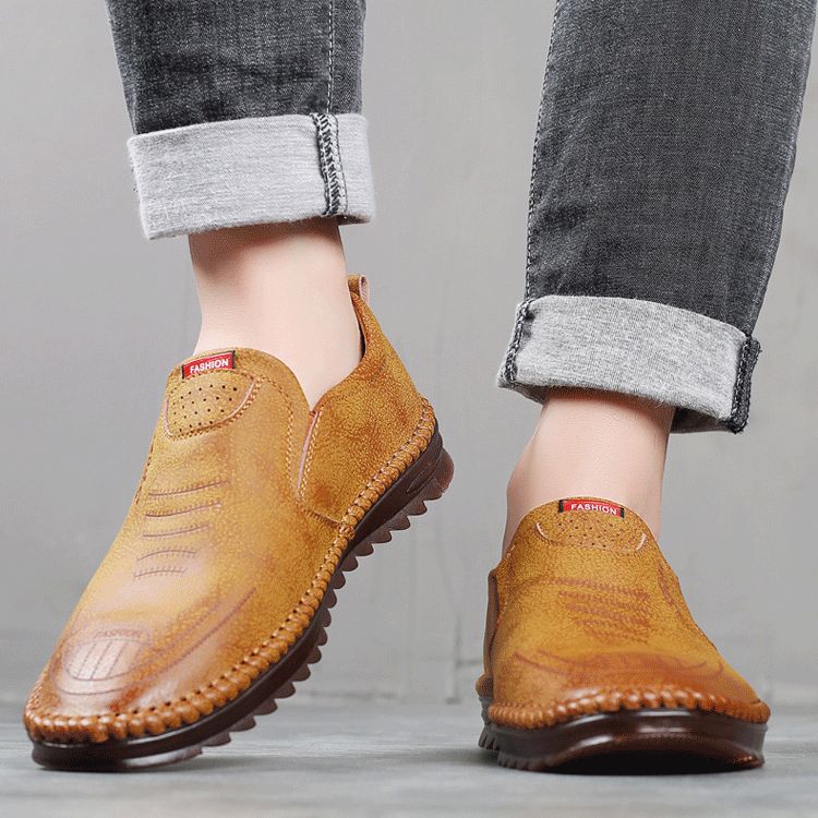 zapatos casuales de cuero transpirables para hombres