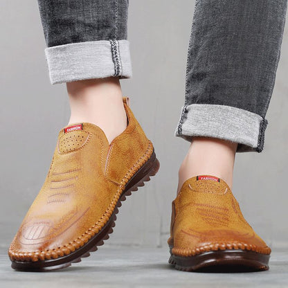 zapatos casuales de cuero transpirables para hombres